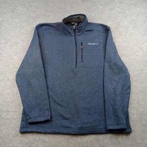Eddie Bauer Pullover Mens XL Blue 1/4 Zip Long Sleeve Fleece Hiking Top